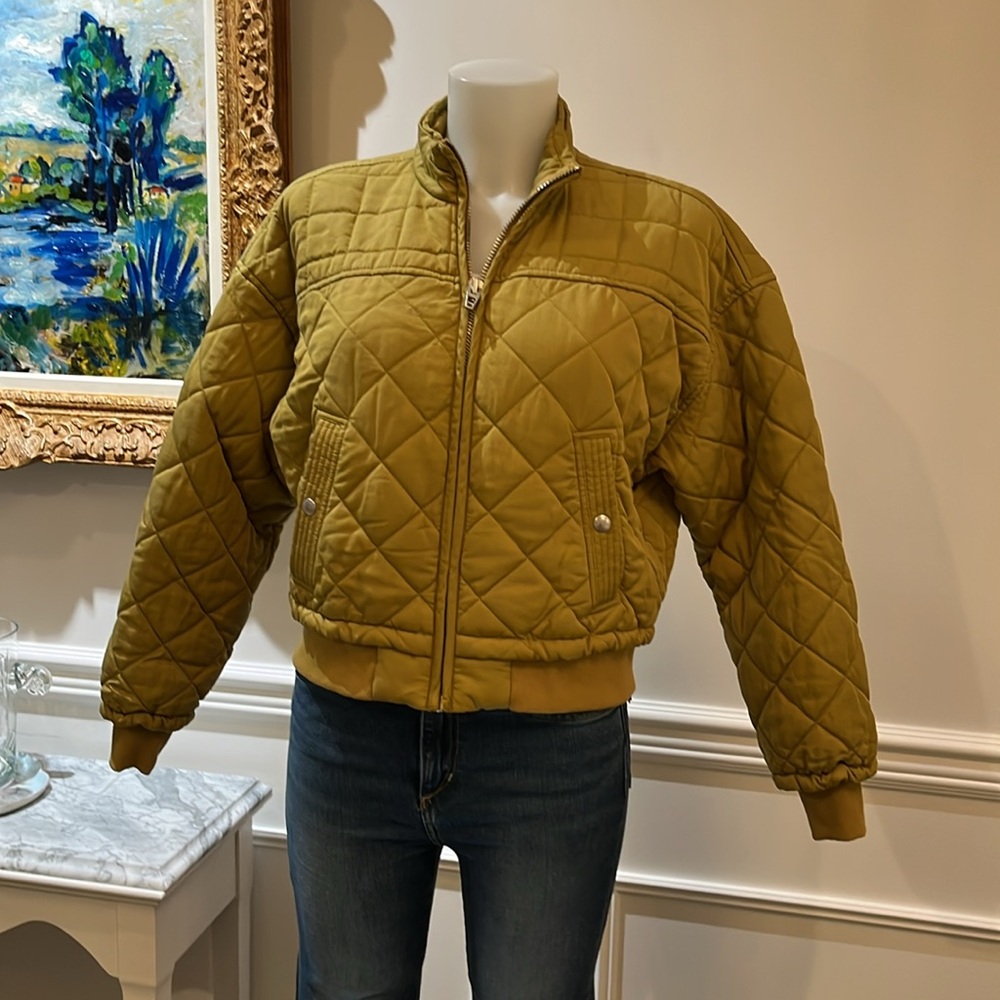 Blank NYC Olive green cropped quilted jacket